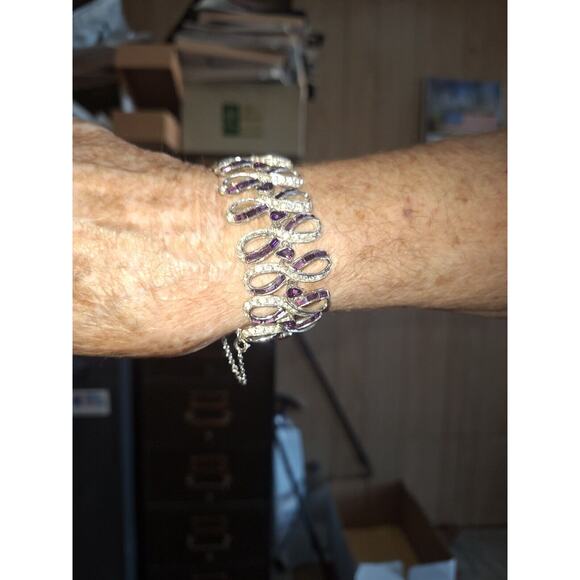 ora Jewelry - Ora Purple And Silver Bracelet With Pear Shaped Gems